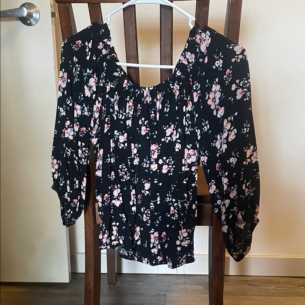 Forever 21 Black Floral Blouse